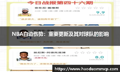 NBA白边伤势：重要更新及其对球队的影响